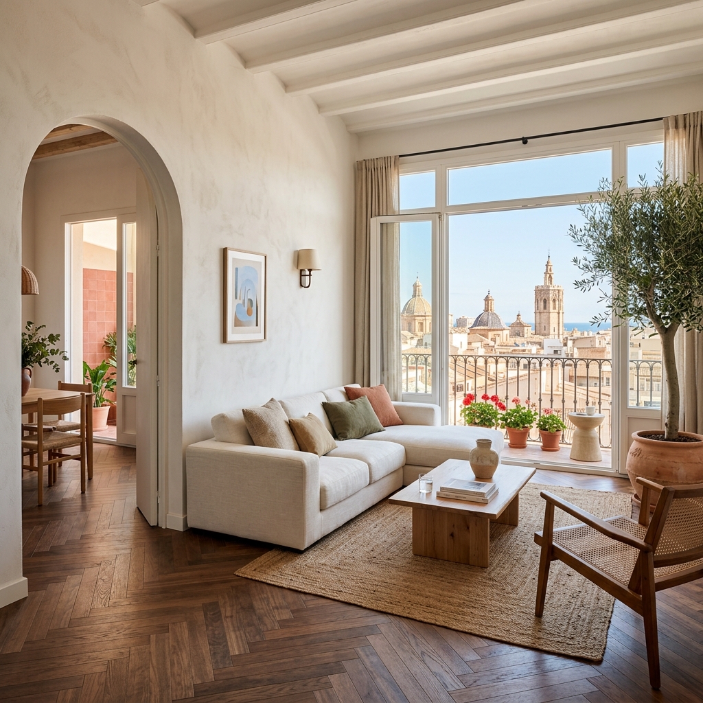 Salón reformado en Valencia con diseño contemporáneo y concepto abierto | Reformas Integrales Valencia